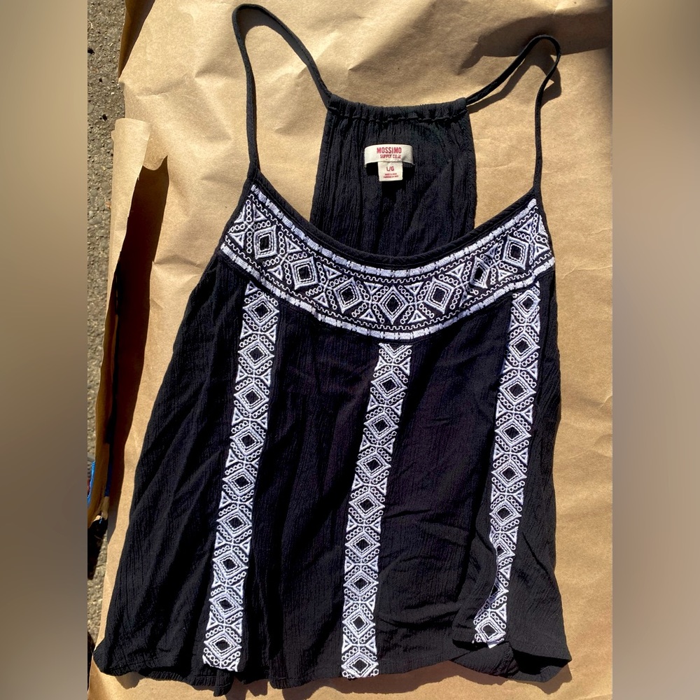 Like New: Embroidered Adjustable Strap Tank